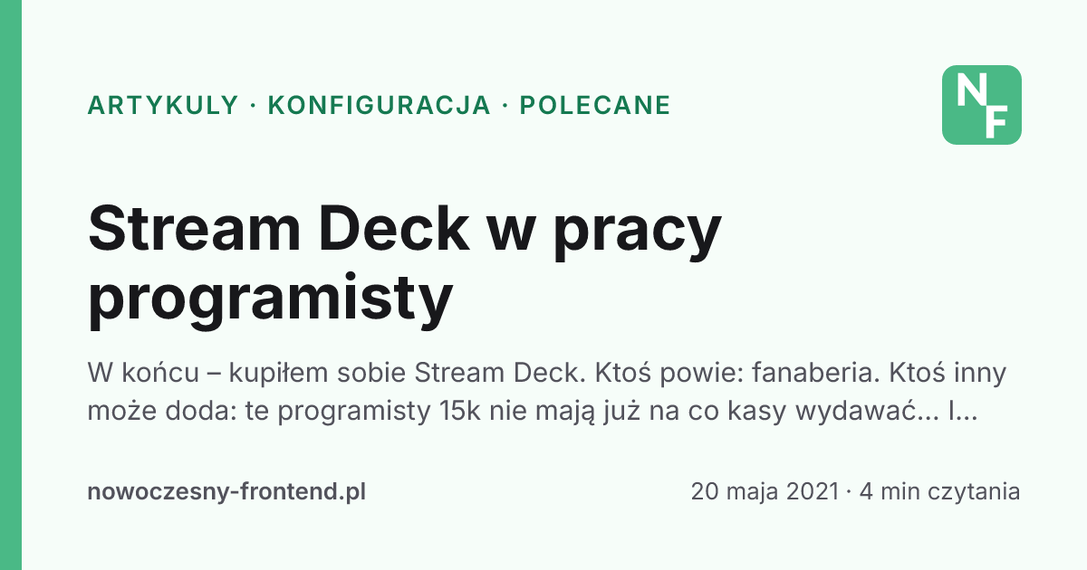 Stream Deck w pracy programisty