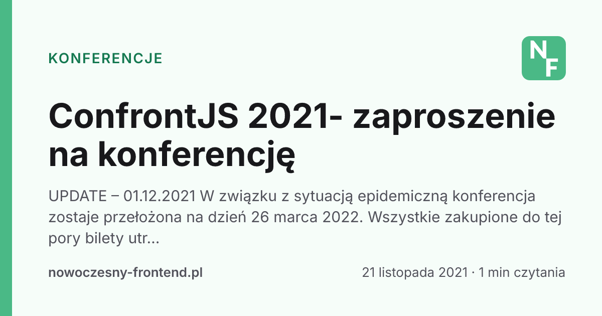 ConfrontJS 2021- zaproszenie na konferencję