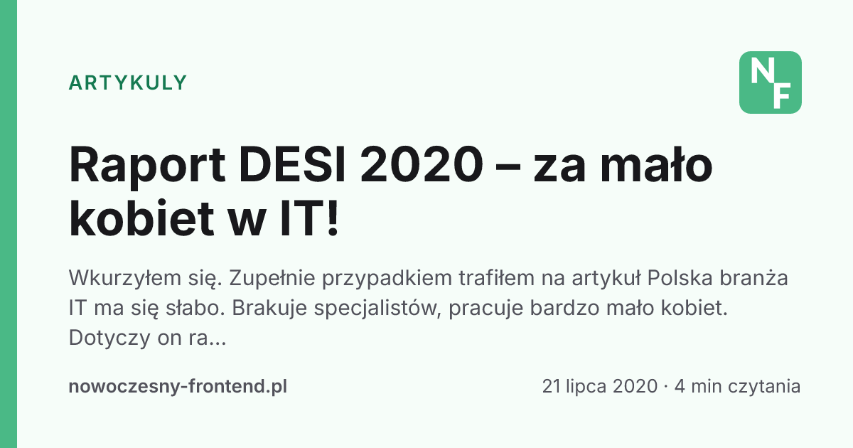 Raport DESI 2020 – za mało kobiet w IT!
