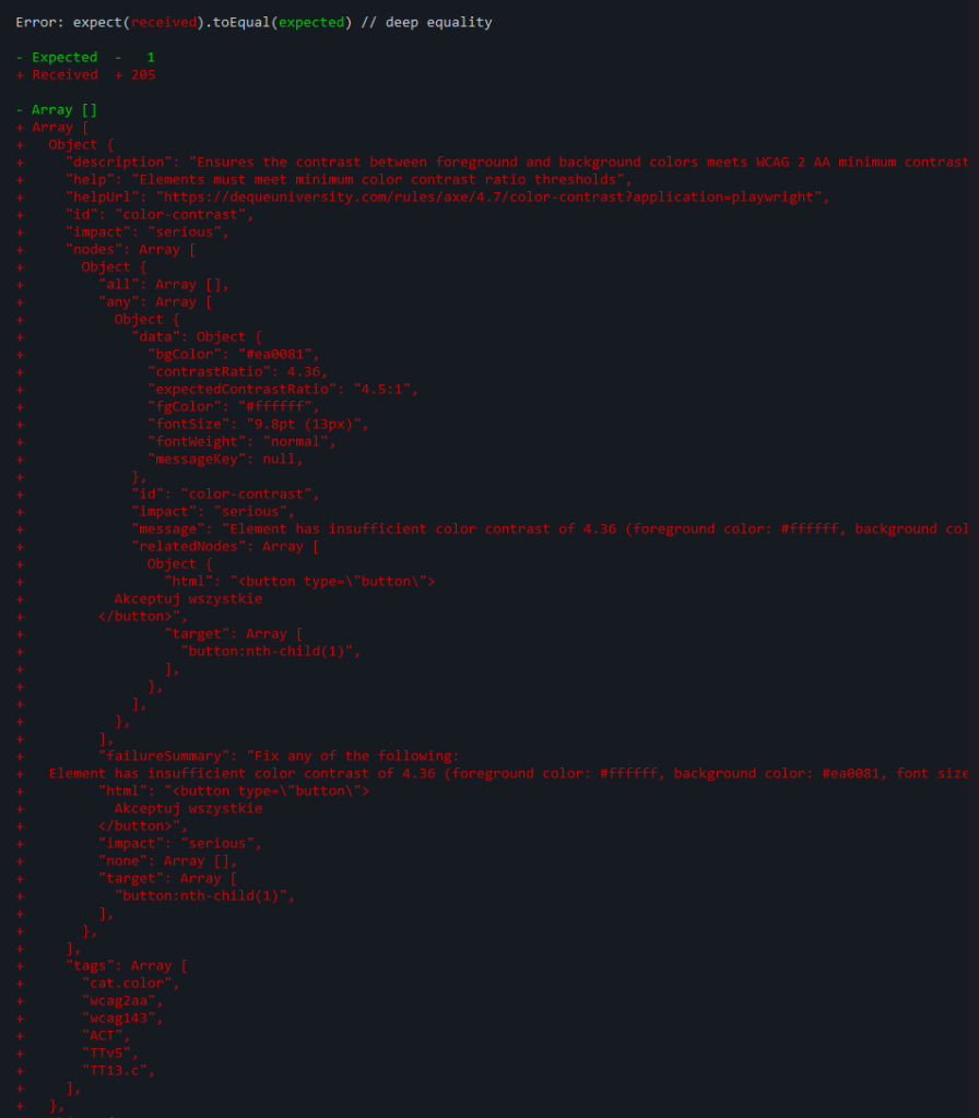Widok edytora kodu na którym wyświetlona jest lista złożona z kilku obiektów.